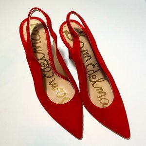 SAM EDELMAN Dierdra Slingback Pump | Women's Size 9 M | Red Suede